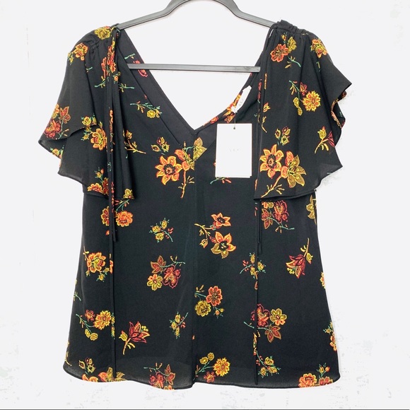 NWT A.L.C. Clara V-Neck Floral-Print Silk Top - Picture 3 of 8